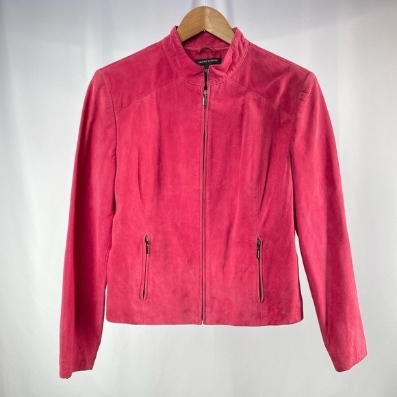 Valerie Stevens Suede Leather Full Zip Jacket in Pink Size‎ Medium - Picture 1 of 5